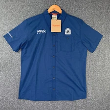 Simms Shop Shirt Men Large Blue Mechanic Outdoor Fishing Country NEW