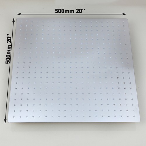 Bathroom Shower Head 20" Square Ultra-Thin Ceiling Mounted Rainfall Chrome Taps - Picture 15 of 32