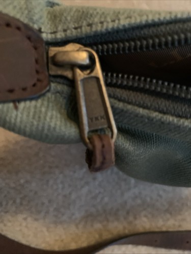 L.L. Bean Canvas And Leather Crossbody Army Green 7 1/2”x8” Adjustable Strap Bag - Picture 10 of 14