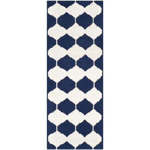 SAFAVIEH Dhurries DHU624D Handwoven Navy / Ivory Rug - Picture 5 of 22