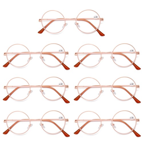 7PK Metal Frame Reading Glasses Blue Light Blocking Spring Hing Readers for Men - Bild 1 von 17