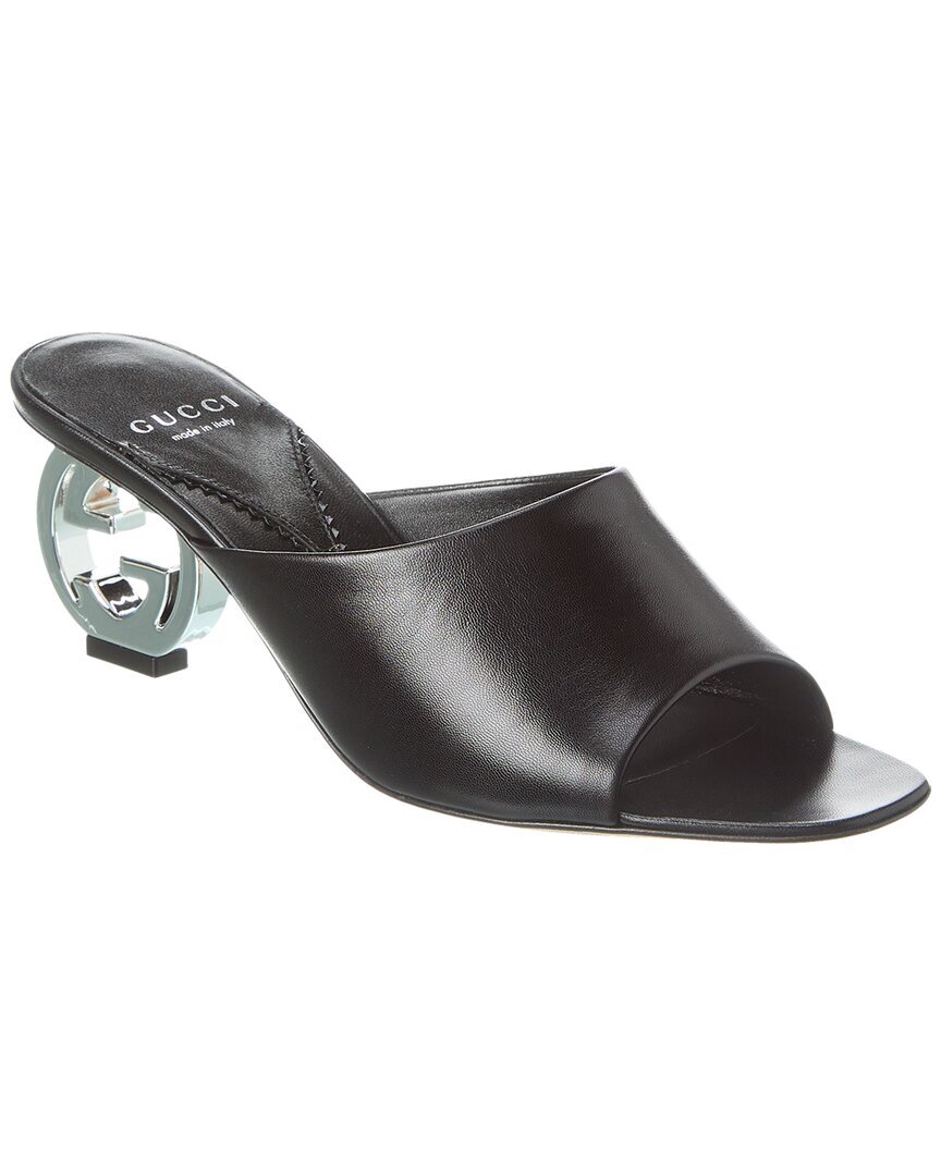 Женские кожаные сандалии Gucci Interlocking G, черные, 36