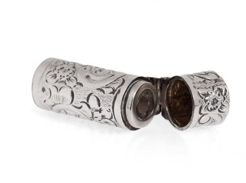 Sterling Silver & Glass Scent Bottle Chester Hallmark Antique Victorian - 1891 - Picture 5 of 7