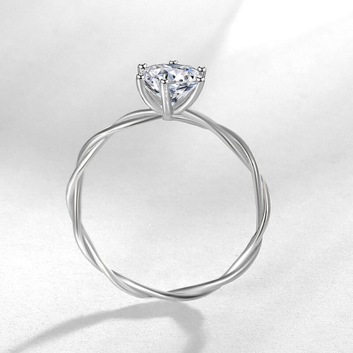 1.0Ct Cz Cz Twisted Band Setting Solitaire Fashion Woman Ring Two Color - Picture 4 of 10