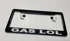 Electric Car "EV" License Plate Frame, "GAS LOL", Black