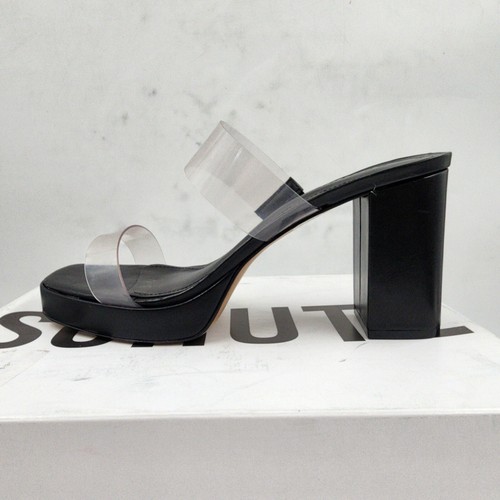 SCHUTZ Ariella Platform Sandals Women's 8.5B Clear/Black Open Toe SlipOn Closure - Picture 11 of 16