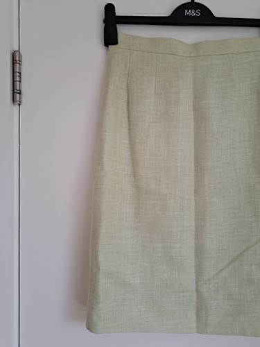 Aquascutum Linen Silk Skirt Vintage Pencil UK 8 Viscose Lined Green Knee Length - Picture 4 of 12