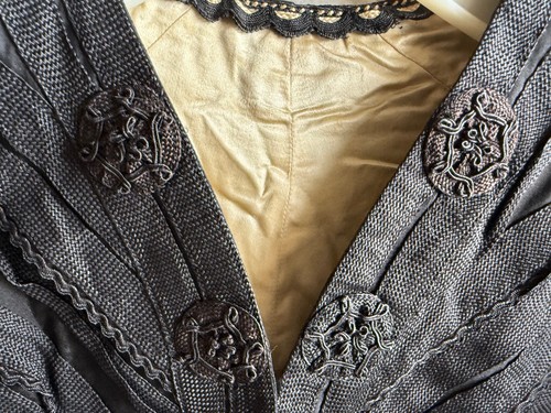 Antique 1890s Authentic Victorian Black Silk Delicate Tassle Embellished Blouse - Picture 3 of 13