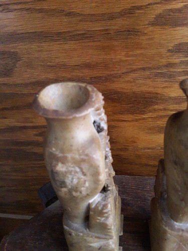 Vintage Carved Stone Granite Or Marble Figures UNMARKED Approx. 6" tall 2" wide - Picture 8 of 24