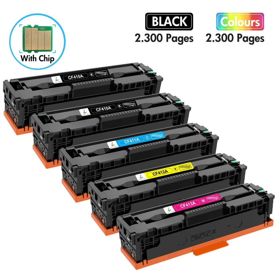 Lote de tóner para HP 410A 410X CF410A CF410X Laserjet Pro MFP M477fnw M477fdw M452dn Foto 2 de 4