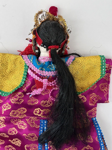 Vintage Asian Hand Puppet Porcelain Head ~ Multicolored Traditional Dress - Picture 10 of 11