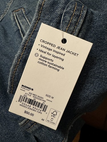 Sonoma Women Long Sleeve Cropped Jean Jacket Blue Size M Medium - Bild 4 von 5