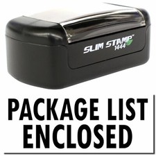 Slim Pre-Inked Package List Enclosed Stamp Size 1/2" Tall x 1-3/4" Wide