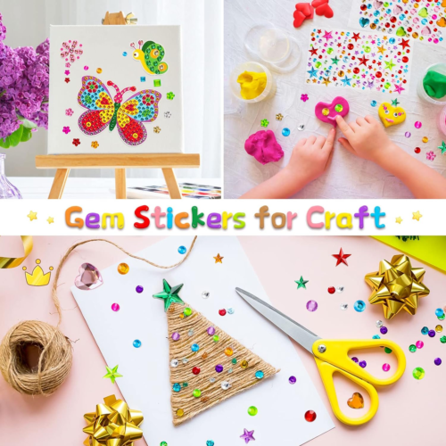 Gem Stickers, 1510Pcs Rhinestone Stickers for Crafts, Self Adhesive Jewel Sticke - Picture 6 of 12