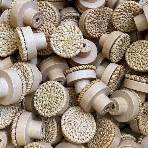 Furniture Hardware Rattan Drawer Knobs Round Wardrobe Handle Kitchen - Picture 8 of 14