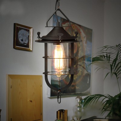 Industrial Retro Cage Glass Pendant Light Kitchen Loft Ceiling Lamp Fixture