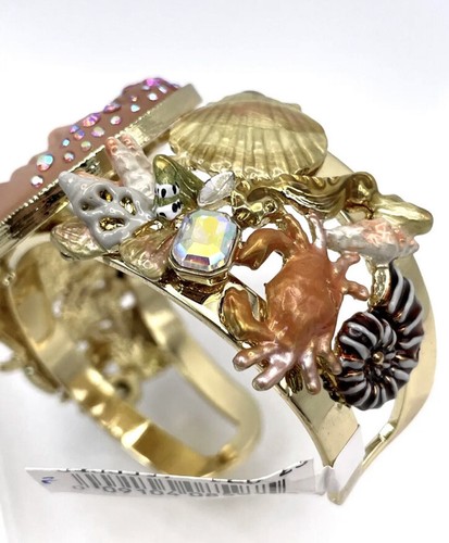 Kirks Folly Sweet Sommermuscheln Manschette Armband goldton Durchschnitt Neu Box Tasche Etikett - Bild 7 von 17