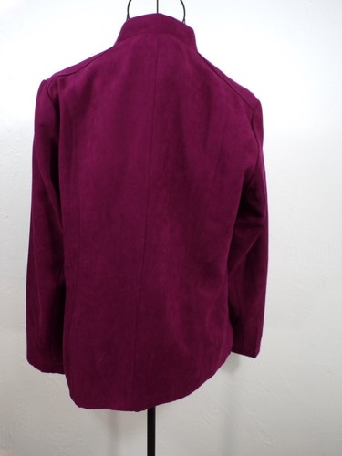 Studio Works Blazer Long Sleeve Maroon Zip Up Suede Sz 12 P Business Casual - Picture 3 of 9