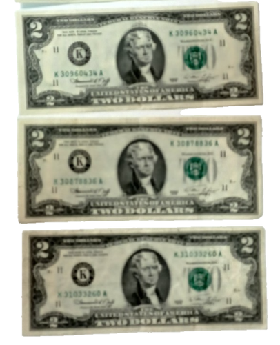 Set of 5 Good Condition RARE K Series 1976 Series 2 dollar bills Offset Error - Picture 4 of 4
