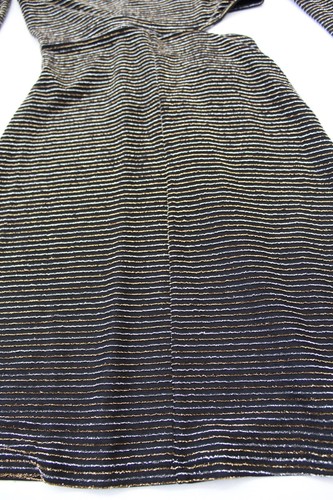 Topshop Langarm ausgeschnitten Knoten Metallic dehnbar Skaterkleid schwarz Größe 4 US - Bild 9 von 9