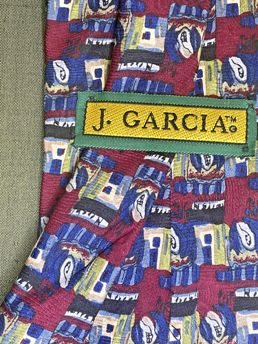 Vintage Jerry Garcia Abstract Psychedelic Art Silk Necktie Tie 58" L 3-3/4" W - Picture 5 of 5