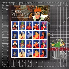 2017 USPS SHEET OF 20 FIRST CLASS LETTER STAMPS DISNEY VILLAINS 73¢ ($14.60)