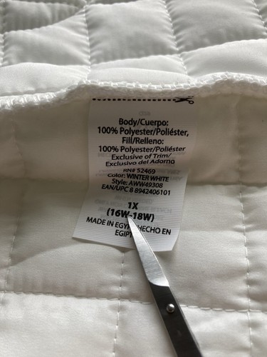 New Athletic Works White Polyester Puffer Coat Jacket size 1X - Picture 12 of 15