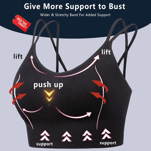 Sports Bra, Workout Tops for Women, Medium Impact Strappy Padded Sports Bras - Picture 4 of 13