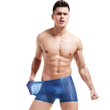 ZONBAILON Men's Ice Silk Thin Striped Comfortable Breathable Stretch Boxers