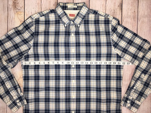 Camisa Levis Azul y Blanco Cuadros Ajuste Estándar Talla M *En muy buena condición* - Imagen 5 de 11