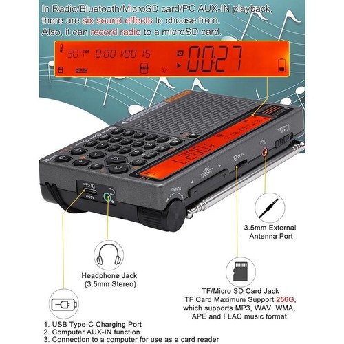Multi Band Shortwave Radio APP Control Emergency Bluetooth NOAA Receiver Durable - Picture 6 of 9