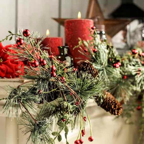 52" Artificial Pine, Red Berry and Pine Cone Garland for Indoor Holiday Decor - Picture 4 of 4