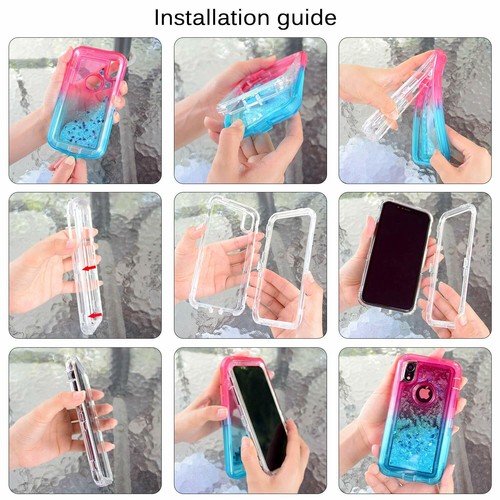 Stoßfeste Hülle für iPhone 12 11 Pro Max Xr X 6 8 7 Plus Flüssig Glitzer Cover - Bild 12 von 21