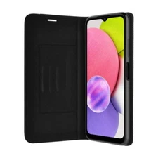 PureGear Galaxy A03S Wallet Series Black Leather Case