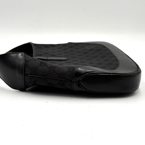 GUCCI Shoulder Bag Handbag Black Jackie Metal GG Canvas Leather Used Authentic - Picture 6 of 10