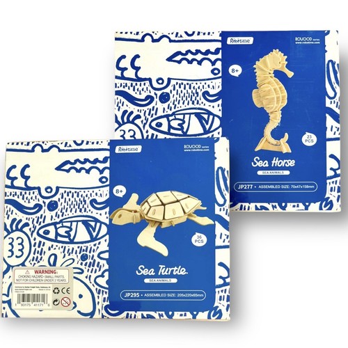 Robotime 3D Wooden Puzzle Rowood Sea Animals Sea Horse & Turtle Girl Boys Age 8+ - Picture 7 of 8
