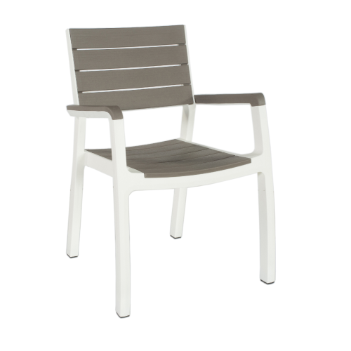 Poltrona Harmony resina doghe effetto legno bianco/tortora 58x58x86 cm giardino