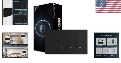 Smart Life APP 3-Way WiFi Light Switch, No Hub Needed, Push Button Design - Picture 2 of 9