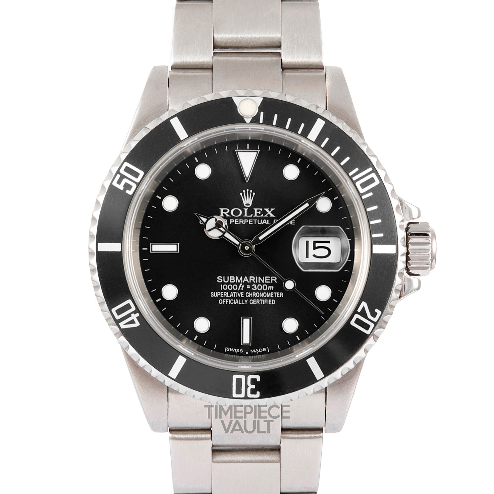 Rolex Submariner 16610 Steel Oyster 40mm Black Dial No-Hole Watch-image