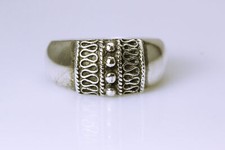 Very Nice 925 Sterling Silver Beaded Top Size 8 Ring 5.6 Grams RIN7480