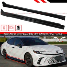 For 2025 Toyota Camry LE XLE SE XSE Yofer Gloss Black Addon Side Skirt Extension