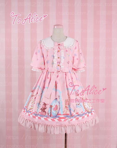 A Alicia Alicia en el País de las Maravillas Cuento de Hadas OP Vestido Lolita Media Manga Vestido Dolly - Imagen 4 de 14