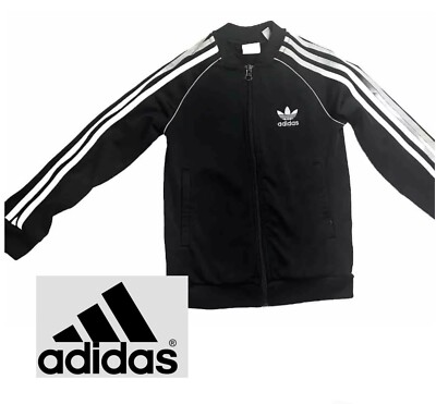 ジャケット・アウター smdkzm Adidas Track Jacket Youth XS - Black/White Stripes - Zip Up