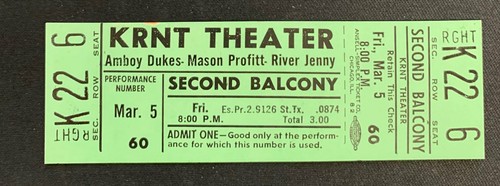 AMBOY DUKES MASON PROFFIT Ted Nugent - ORIGINAL UNUSED CONCERT TICKET - Picture 1 of 3