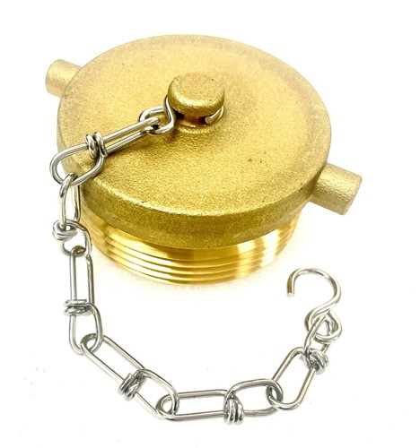 2-1/2" NST NH Feuerwehrschlauch Hydranten Messing Stopfen mit Edelstahlkette (FDC-Stecker) - Bild 3 von 5