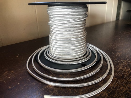 Cable blanco cubierto de tela de 2 hilos, 18 ga. Lámparas de estilo vintage luces antiguas, de rayón - Imagen 2 de 7