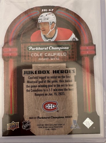 2022-23 Upper Deck Parkhurst Champions - Juke Box Heroes #JH-17 Cole Caufield - Picture 2 of 2