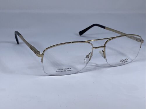 SAFILO ELASTA E7246 NOS Italy Gold Aviator Half Rim 58-17-150 Eyeglasses Frame - Picture 3 of 11