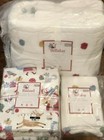 Pottery Barn Kids Holiday Pom Pom Twin Quilt Sham Woodland Santa Flan Sheet Set