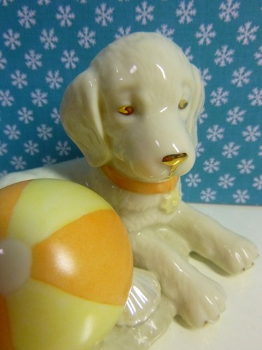 Vtg Dog Figurine Lenox A Golden Year Of Puppies August "Fun In The Sun" 2002 - Picture 6 of 8